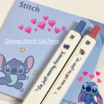0,5 мм Гелевые ручки Disney Stitch с рисунком Аниме Lilo & Stitch, Черная Шариковая ручка с заправкой, Школьные Офисные письменные принадлежности, Канцелярские принадлежности