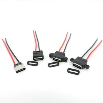 1/2/5x водонепроницаемый USB Type-C 3.1 2-Контактный штекер USB C Розетка Сварочный кабель для зарядки Разъем провода 180 ° 90 ° Для ремонта своими руками c