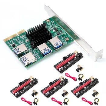 1-4 адаптера PCI Express PCI-e с 1x по 16x слот USB 3.0 для майнинга, специальный удлинитель Riser для майнинга BTC Miner