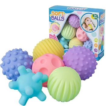 1-6 шт., набор детских игрушек с мячом, развивает тактильные ощущения ребенка, игрушки для рук, мягкие Тренировочные массажные мячи, Детские игрушки
