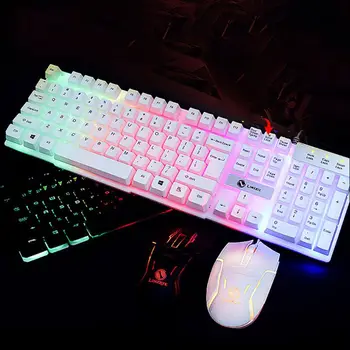 1 комплект светодиодной подсветки, механическая игровая клавиатура и проводная мышь, комбинированный набор светодиодной подсветки для компьютера PC Multicolor