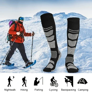 1 пара теплых носков, подходящих для катания на лыжах, пеших прогулок, сноуборде и альпинизма, обеспечивающих тепло и комфорт!