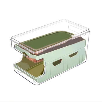 1 Шт Горка Коробка Для Яиц Кухонный Холодильник Прозрачный Ящик Для Хранения Автоматический Яичный Рулет Коробка Для Консервирования Фруктов И Овощей Зеленый