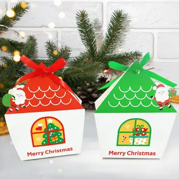 10/20 штук, коробка яблочных конфет в канун Рождества, креативная упаковка для печенья, торта, Подарочная коробка с лентой, Принадлежности для Веселой Рождественской вечеринки