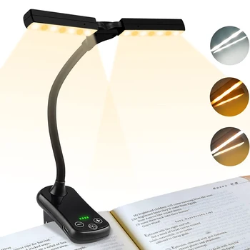14LED USB Перезаряжаемая клипсовая лампа, Портативная Защита для глаз, Затемняющая Поворотная настольная лампа для чтения, Прикроватная книжная лампа в общежитии