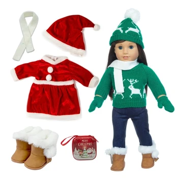 18-дюймовые куклы для девочек, праздничная одежда и аксессуары, 45-сантиметровые шаровары, рождественский наряд со снежными ботинками, подарок для детей в подарок