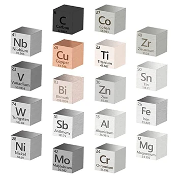 18 шт. металлических элементов Cube Elements Cube 99,99% высокой чистоты, коллекция периодической таблицы элементов (.39 дюйма / 10 мм)