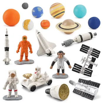 19шт Игрушка для моделирования космического пространства Миниатюрные фигурки астронавта Модель Лунного зонда Украшения Детская Научно-образовательная игрушка