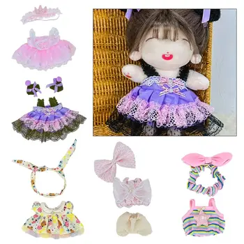 20 см Хлопковая кукольная одежда Комплект Платье принцессы Для девочек DIY Наряжаем Игрушку Аксессуары для кукол