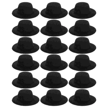 20 Шт Мини-Сомбреро Шляпа Нарядные Формальные шляпы Украшают черную миниатюрную женскую ткань 