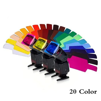 20 шт Универсальная Вспышка Speedlite Color Gel Filter Kit Рассеиватель Освещения Для Godox Yongnuo Canon Nikon Pentax Camera DSLR
