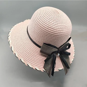 2022 Новая Корейская версия Монохромной соломенной шляпы с большими полями и бантом, легкая и тонкая Солнцезащитная уличная пляжная шляпа, роскошная шляпа