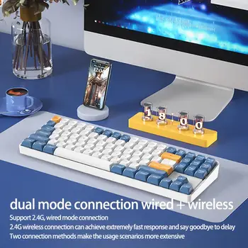 2023 Игровая Клавиатура A87 Беспроводная USB 2.4G Проводная Синяя Axis Switch 89 Клавиш Type-c Перезаряжаемая Желтая Axis Gaming Mechanical Ke