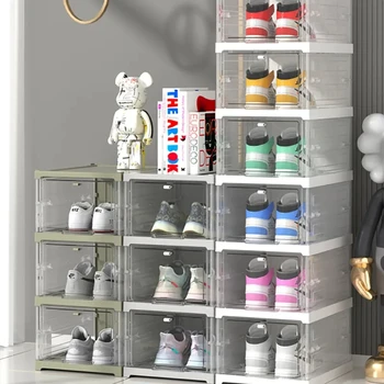 2023 новая пластиковая прозрачная коробка для обуви, ящик для домашнего хранения, многослойная пылезащитная подставка для обуви.