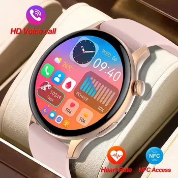 2023 Новые женские смарт-часы с Bluetooth-вызовом AMOLED Full Touch для фитнеса, водонепроницаемые мужские умные часы Lady Clock + box для Android IOS