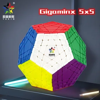 2023 Новый YuXin HuangLong Gigaminx 5x5 Волшебный Кубик Без Наклеек Додекаэдр Скоростная Головоломка с 12 Сторонами Megaminx Cubo Magico Игрушка