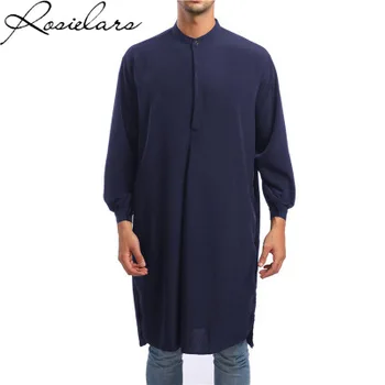 2023 Повседневная Длинная рубашка Модная мусульманская Мужская одежда Халат Исламская Одежда Арабский Кафтан Абайя Кафтан Туника Мужчина Пакистан Саудовская Аравия
