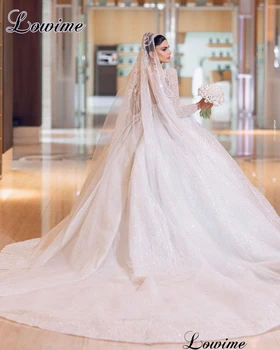 2023 Роскошные Свадебные платья из бисера с открытой спиной и длинными рукавами Свадебные платья для женщин Vestido De Casamento Элегантные Платья для невест