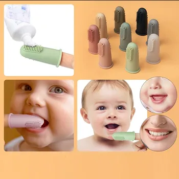 20шт Детская зубная щетка Детская мягкая пальчиковая детская зубная щетка, прорезыватели, силиконовая щетка для детей, не содержащая BPA, для ухода за полостью рта