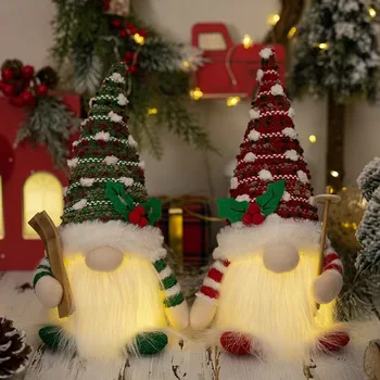 28 см Рождественские украшения Американская кантри вязаная кукла с подсветкой Креативное свечение Рудольф Гном Новогодний подарок для детей