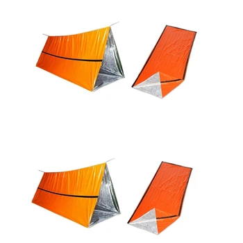 2X Аварийная палатка для выживания на 2 человека с аварийным спальным мешком- Водонепроницаемая спасательная палатка для выживания, аварийное укрытие