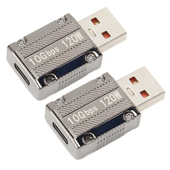 2шт USB3.0 Мужской к Женскому Адаптеру Type C До 10 Гбит/с 120 Вт Быстрая Зарядка 6A Type C к USB-Адаптеру для Портативных ПК Power Bank