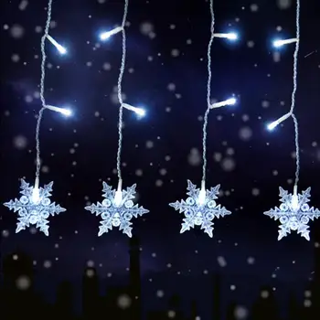 3,5 м Рождественские Снежинки, светодиодные гирлянды, 8 режимов, Сказочные шторы, водонепроницаемые для праздничной вечеринки, Свадебные Рождественские украшения