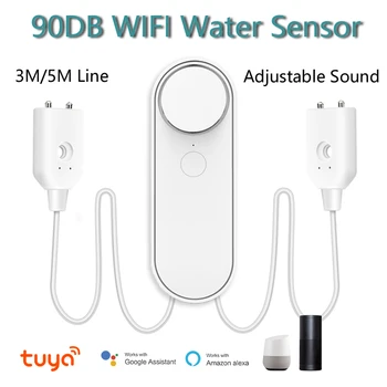 3 М/5 М Утечка воды senor WIFI сигнализация уровня утечки Громкий детектор безопасности Защита от переполнения Tuya Smart Life home Пульт дистанционного управления