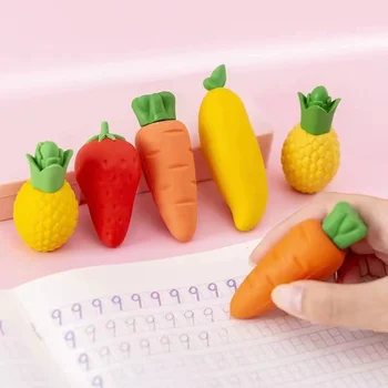3 шт Ластик для детского сада креативный милый фрукт морковь манго прочный ластик для школьных принадлежностей