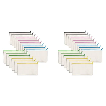 30 Упаковок Чистого хлопчатобумажного полотна DIY Craft Сумки на молнии, Чехлы, Пенал для макияжа, косметических принадлежностей, Стационарное хранение