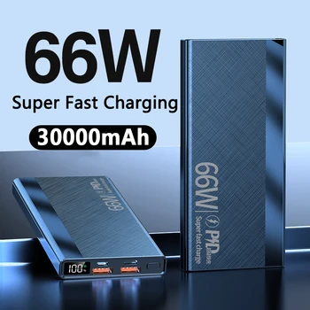 30000mAh Банк питания 66 Вт Супер быстрая зарядка для iPhone 13 14 про Huawei и Xiaomi и Samsung ПД 20Вт внешнее зарядное устройство powerbank