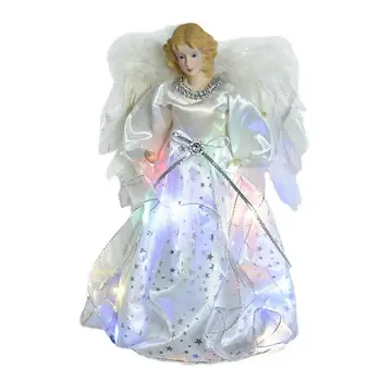 3D Ангел на рождественской елке 3D Стоящий Белый Ангел На рождественской елке Или на столешнице С цветными светодиодами на батарейках