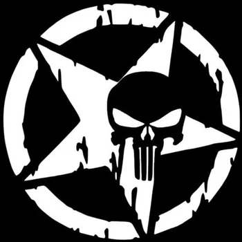3D водонепроницаемая автомобильная наклейка Punisher skeleton Pentagram Personality подходит для двери автомобиля из ПВХ, интересная наклейка с индивидуальностью