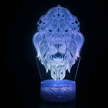 3D Иллюзионная лампа Nighdn Lion для детей, светодиодный ночник, меняющий 7 цветов, украшение спальни, настольная лампа, Рождественский подарок на День рождения