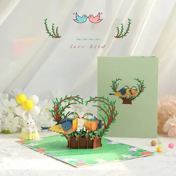 3D Набор поздравительных открыток Lovebirds, написанных от руки, Принадлежности для поздравительных открыток на свадьбу, День Рождения, для детей, Мальчиков и девочек