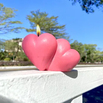 3D Силиконовая форма для свечей Double Love, 3D Форма для ароматерапии в виде сердца, гипс, Эпоксидная смола, форма для выпечки, подарки на День Святого Валентина, украшение для вечеринки
