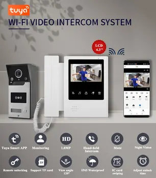 4,3-дюймовая интеллектуальная WiFi камера для дверного звонка, приложение Tuya, видеодомофон, видеодомофон, HD ИК-камера, разблокировка IC-карты