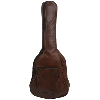 40-дюймовый 41-дюймовый водонепроницаемый рюкзак для гитары из искусственной кожи, утолщенный мягкий чехол для гитары, концертная сумка для 40/41 дюймов коричневого цвета