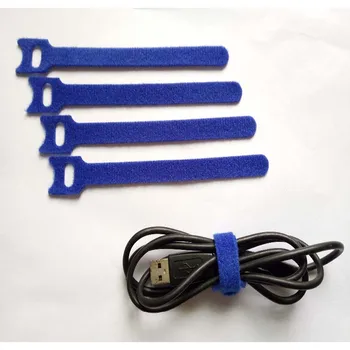 40шт 300 * 12 мм Синих нейлоновых многоразовых волшебных кабельных стяжек с отверстиями для петель Спина к спине, нейлоновый ремешок для обертывания, крючок-петля, проволочный органайзер