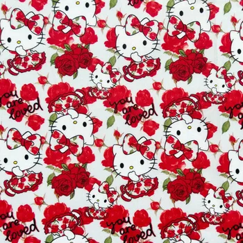 45x145 см Мультфильм sanrio rose Hello Kitty Хлопчатобумажная ткань для юбочной одежды для девочек Домашний текстиль Тканевая подушка Материал для шитья своими руками
