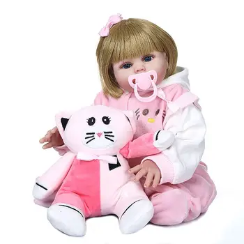 48 см для куклы, реалистичная, полностью Мягкая Силиконовая виниловая новорожденная девочка-медведь