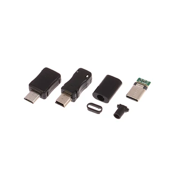 5 комплектов Мини-USB Micro USB Type C Мужская Головка С Оболочкой Разъем Micro Usb Jack Пластиковая Оболочка Разъем Tail Sockect Plug Terminal