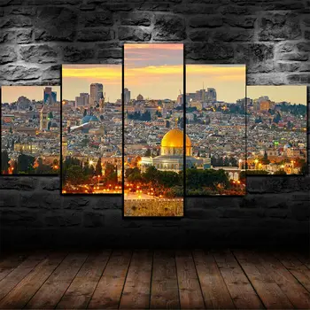 5 предметов, Пейзаж Иерусалимского заката, печать на холсте, Настенный художественный плакат, картины, картины с HD-принтом, декор комнаты Без рамки, 5 панелей