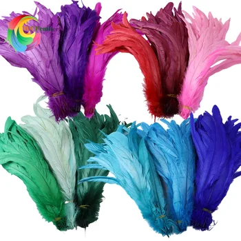 50шт Цветное перо из петушиного хвоста 25-40 см Натуральное перо фазана для карнавальной одежды, головных уборов, декоративных перьев