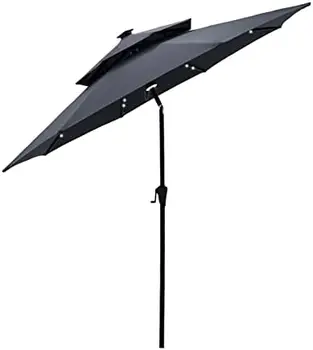 9-футовый двухстворчатый уличный торговый столик на солнечной энергии, зонт со светодиодной подсветкой и наклоном
