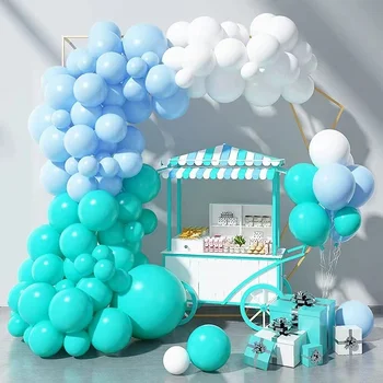 97 шт., Голубой, светло-голубой, Белый, Комплект для гирлянды из воздушных шаров, Украшения для вечеринки в честь дня рождения ребенка
