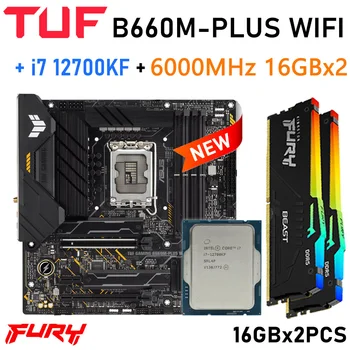 ASUS TUF GAMING B660M-PLUS WIFI DDR5 USB С комбинированным процессором Intel Core i7 12700KF Kingston Fury DDR5 RAM 6000 МГц i7 12700KF CPU Kit