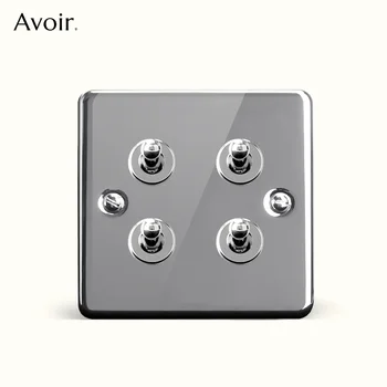 Avoir, роскошный серебряный тумблер, порт для зарядки Usb type-C, Настенный блок питания, Электрические розетки европейского стандарта из нержавеющей стали