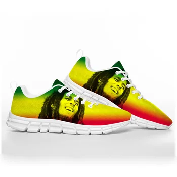 Bob Marley Reggae Rasta Music Singer Спортивная обувь Мужские Женские Подростковые кроссовки Повседневная Индивидуальная пара Высококачественная Обувь для пары