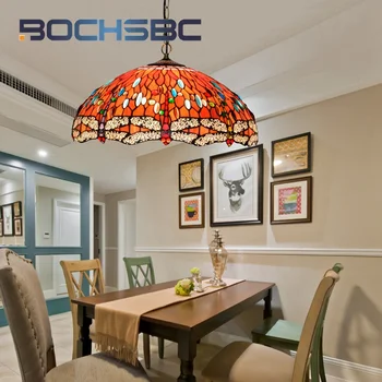 BOCHSBC Tiffany Американская простая стеклянная люстра в стиле ретро в стиле арт-деко для гостиной, столовой, кабинета, спальни, потолочный светильник